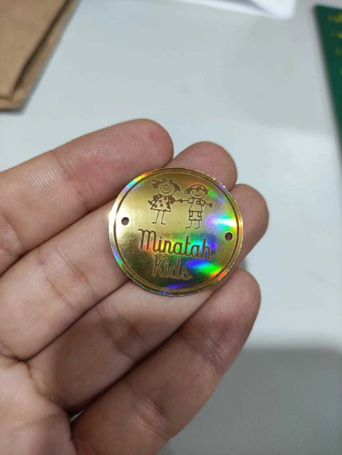 Etiqueta Metalizada Dourada Holográfico (Quadrada ou Redonda)