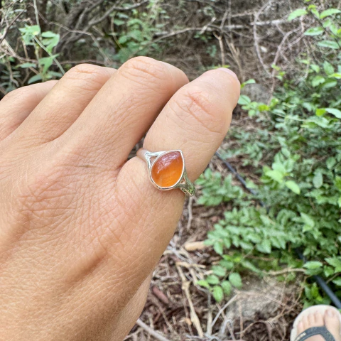 Anillo regulable de cornalina en Plata 925 - comprar online