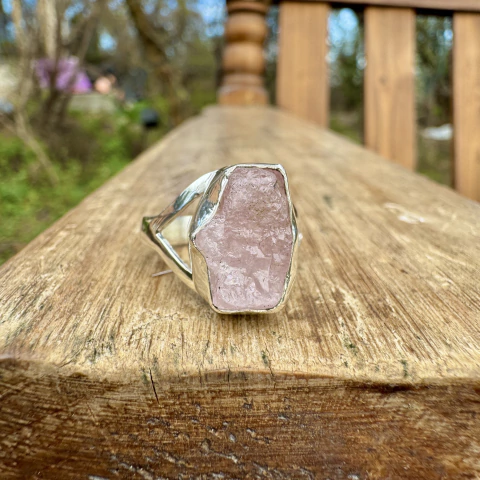 Anillo regulable de Morganita en Plata 925 - comprar online