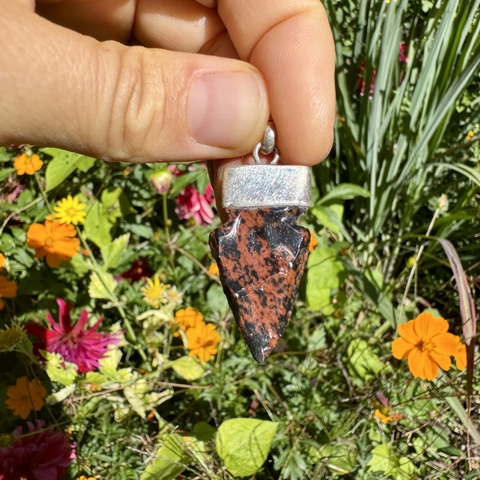 Dije con punta de flecha de obsidiana caoba en Plata 925 - comprar online