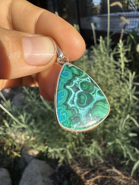 Dije Turquesa con malaquita en plata 925 - comprar online