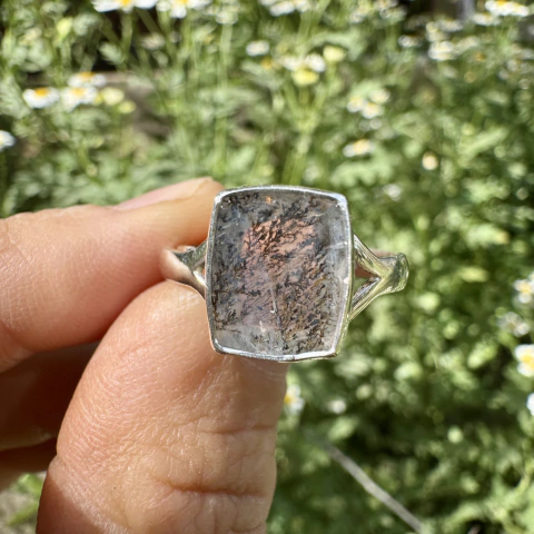 Anillo regulable de Ágata Dendrítica EN PLATA 925 - comprar online