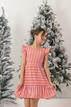 Vestido listras vermelho listrado Natal - loja online