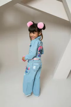 Jaqueta jeans Lilo e Stitch costas na internet
