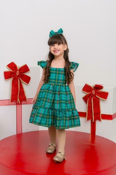 Vestido + Laço Xadrez verde natal - loja online