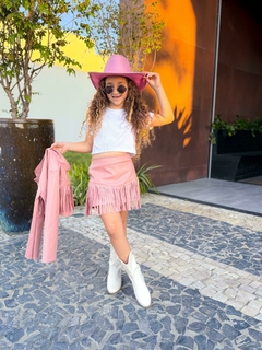 Imagem do Conjunto trio Boiadeira Ana Castela country jaqueta + blusa + shorts saia