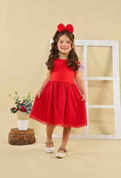 Vestido luxo + laço de cabelo natal vermelho - loja online