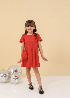 Vestido vermelho natal + bolsa - Flor e Liz Boutique