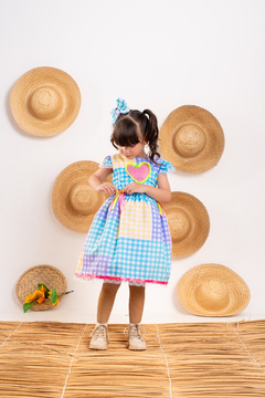 Vestido luxo infantil festa junina + laço de cabelo xadrez rosa na internet
