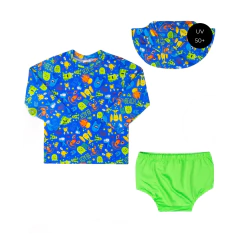 Kit Praia UV 3 Peças Camisa UV Com Proteção Solar UV Monstrinho Diju