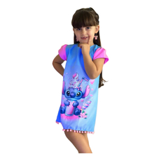 Vestido infantil Lilo e Stitch neon brilha na luz negra - Flor e Liz Boutique