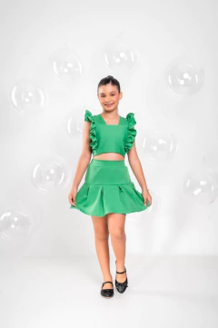 Imagem do Conjunto infantil juvenil shorts saia verde