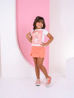 Conjunto infantil menina verão shorts saia + blusa - loja online