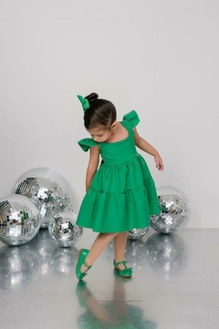 Vestido + laço de cabelo Verde Natal - Flor e Liz Boutique