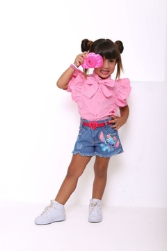 Short jeans + cinto infantil Lilo e Stitch na internet