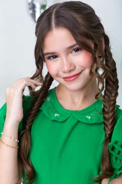 Vestido infantil com gola bordado verde natal na internet