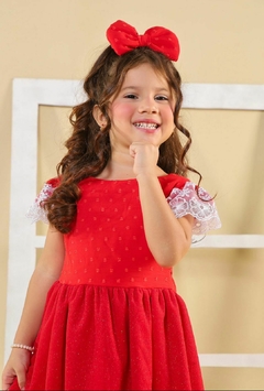 Vestido luxo + laço de cabelo natal vermelho - comprar online