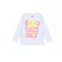 Conjunto flores Infantil Menina Meia Estação Good Vibes Only Branca - loja online