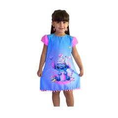 Vestido infantil Lilo e Stitch neon brilha na luz negra - comprar online