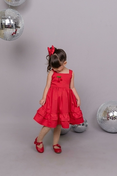 Vestido luxo infantil vermelho Cerejinha natal - Flor e Liz Boutique