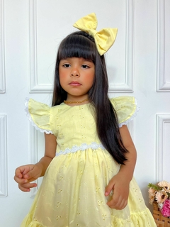Vestido luxo tecido Laise amarelo na internet