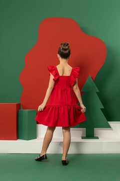 Vestido em linho vermelho natal na internet