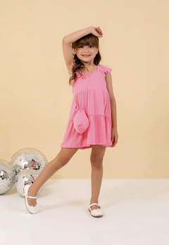 Vestido rosa + bolsa - loja online