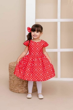 Vestido luxo + laço de cabelo vermelho natal