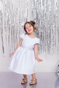 Vestido Luxo Branco + laço de cabelo roupa ano novo batizado - loja online