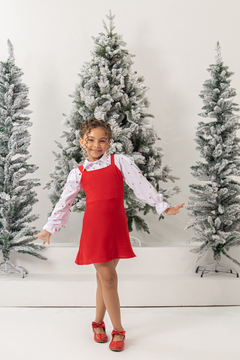 Jardineira + blusa vermelha corações Natal - comprar online