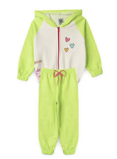 CONJUNTO FEMININO INFANTIL UNICÓRNIO CORAÇÕES VERDE