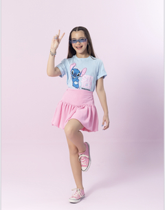 Conjunto Lilo Stitch T-shirt + shorts saia balonê na internet