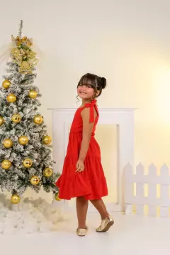 Vestido infantil juvenil vermelho com bordado na internet