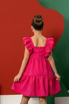 Vestido infantil em linho rosa - comprar online