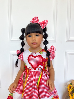 Vestido + laço de cabelo infantil festa junina - Flor e Liz Boutique
