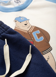 Conjunto moletom infantil menino urso azul - loja online