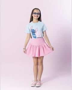 Conjunto Lilo Stitch T-shirt + shorts saia balonê
