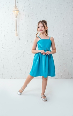 Vestido azul luxo + cinto - Flor e Liz Boutique
