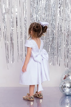 Imagem do Vestido Luxo Branco + laço de cabelo roupa ano novo batizado