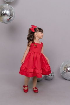 Vestido luxo infantil vermelho Cerejinha natal na internet