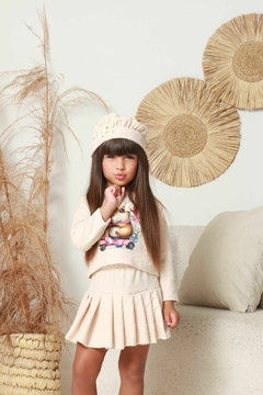 Conjunto inverno em TWEED 3 peças saia + blusa + boina na internet