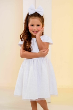 Vestido branco luxo + laço cabelo - comprar online