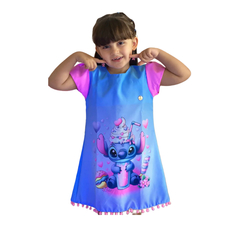Vestido infantil Lilo e Stitch neon brilha na luz negra