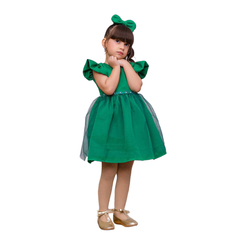 Vestido luxo + laço de cabelo verde musgo