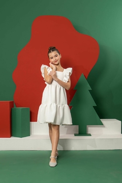 Vestido infantil em linho branco ano novo formatura - loja online