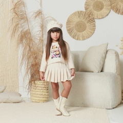 Conjunto inverno em TWEED 3 peças saia + blusa + boina
