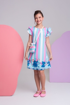 Vestido infantil + bolsinha Lilo e Stitch