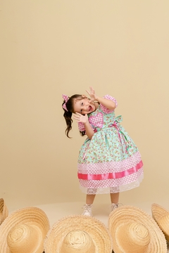 Vestido infantil festa junina luxo manguinha princesa - Flor e Liz Boutique