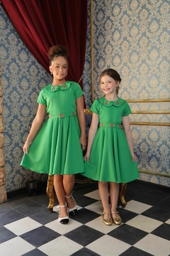 Vestido infantil luxo modelo boneca verde natal - loja online