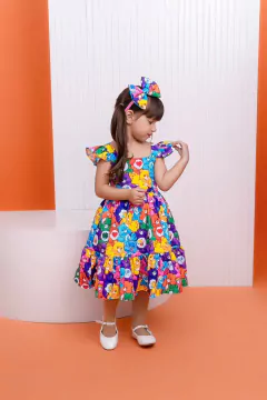 Vestido + laço de cabelo infantil Ursinhos carinhosos - Flor e Liz Boutique